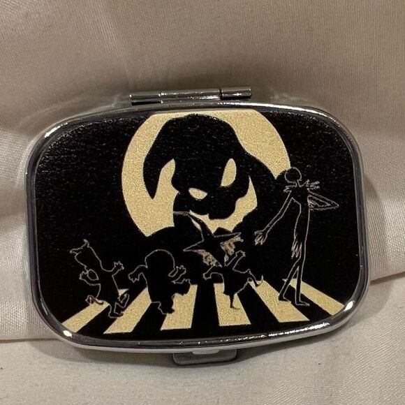 NBC Oogie Boogie Travel Pill Box 2 Compartment Decorative Medicine Pill Case NEW - Picture 1 of 4